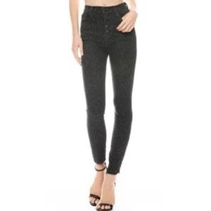 J BRAND Lillie Black Leopard Print High Rise Crop Skinny Jeans